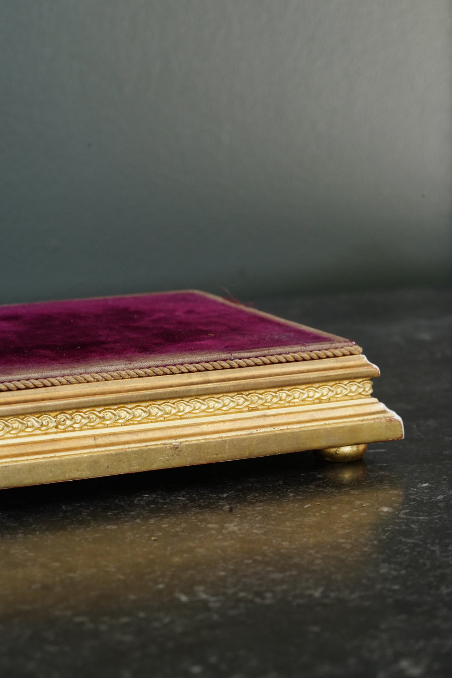 *Reserved* Victorian Gilt Gesso Display Plinth with Velvet Top