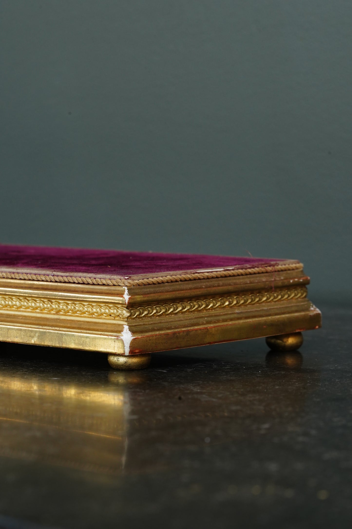 *Reserved* Victorian Gilt Gesso Display Plinth with Velvet Top