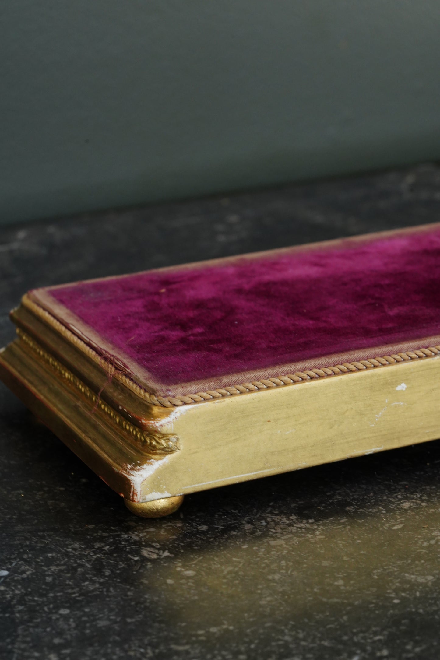 *Reserved* Victorian Gilt Gesso Display Plinth with Velvet Top