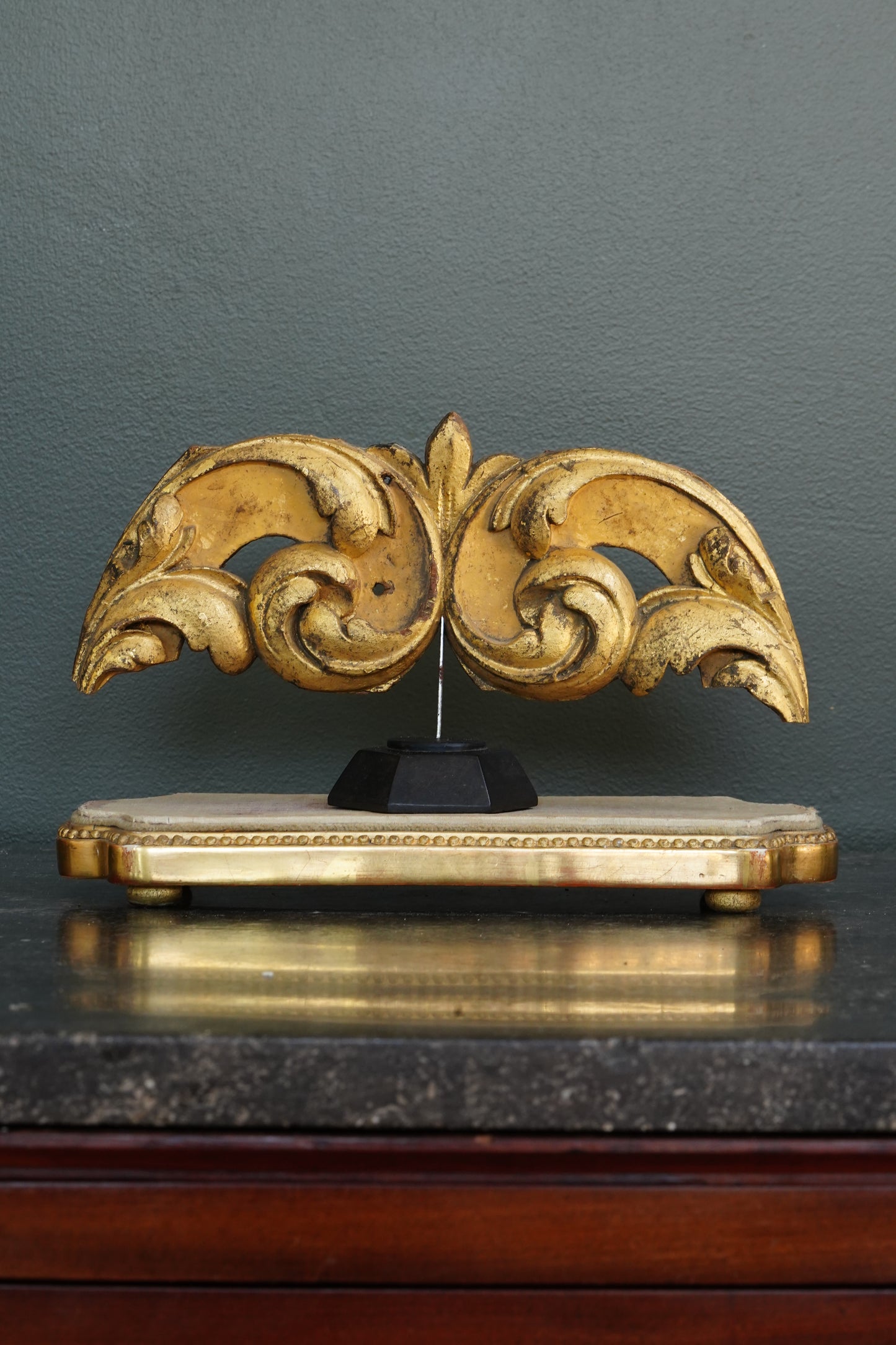 *Reserved* Antique Giltwood Display Plinth, Cartouche Form