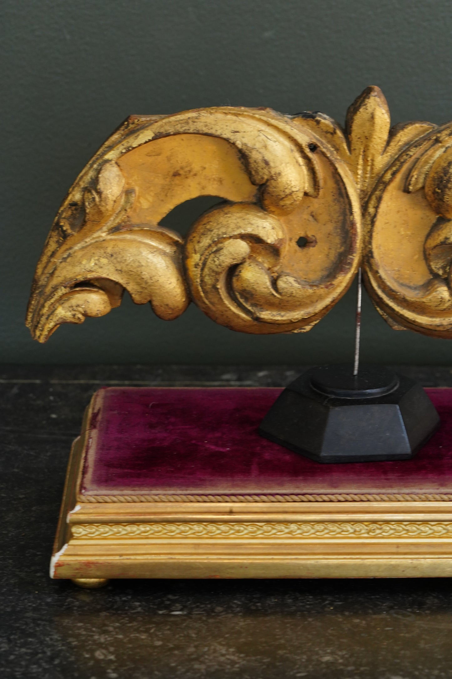 *Reserved* Victorian Gilt Gesso Display Plinth with Velvet Top