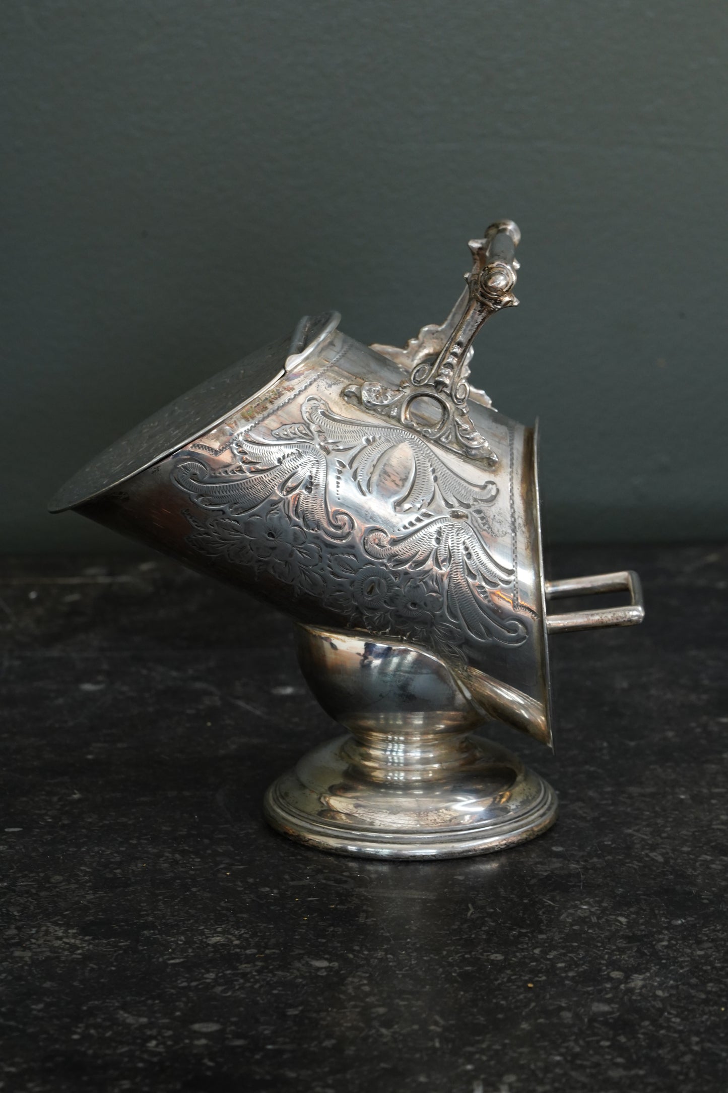 Antique Victorian Silverplate Sugar Scuttle with Scoop
