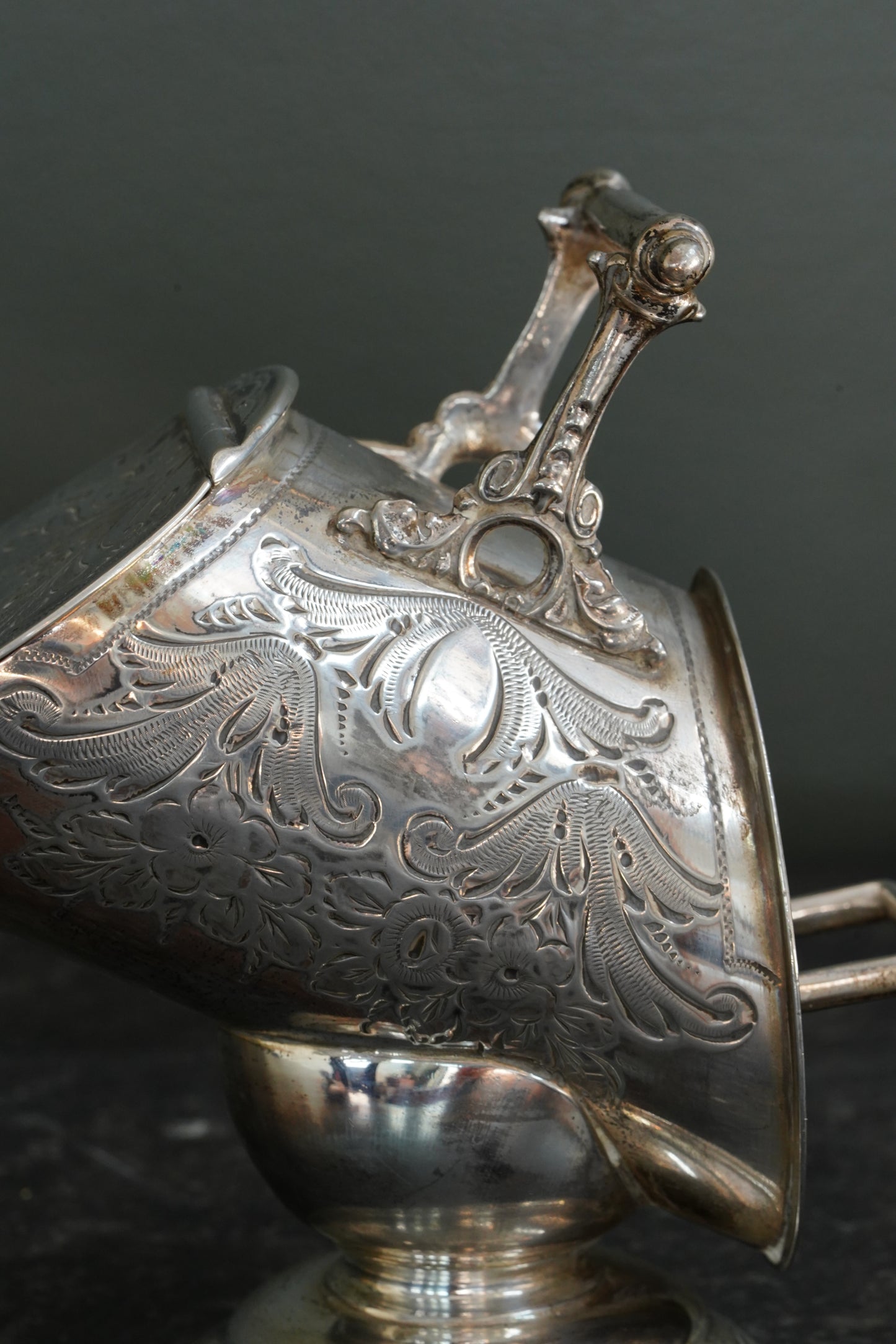 Antique Victorian Silverplate Sugar Scuttle with Scoop