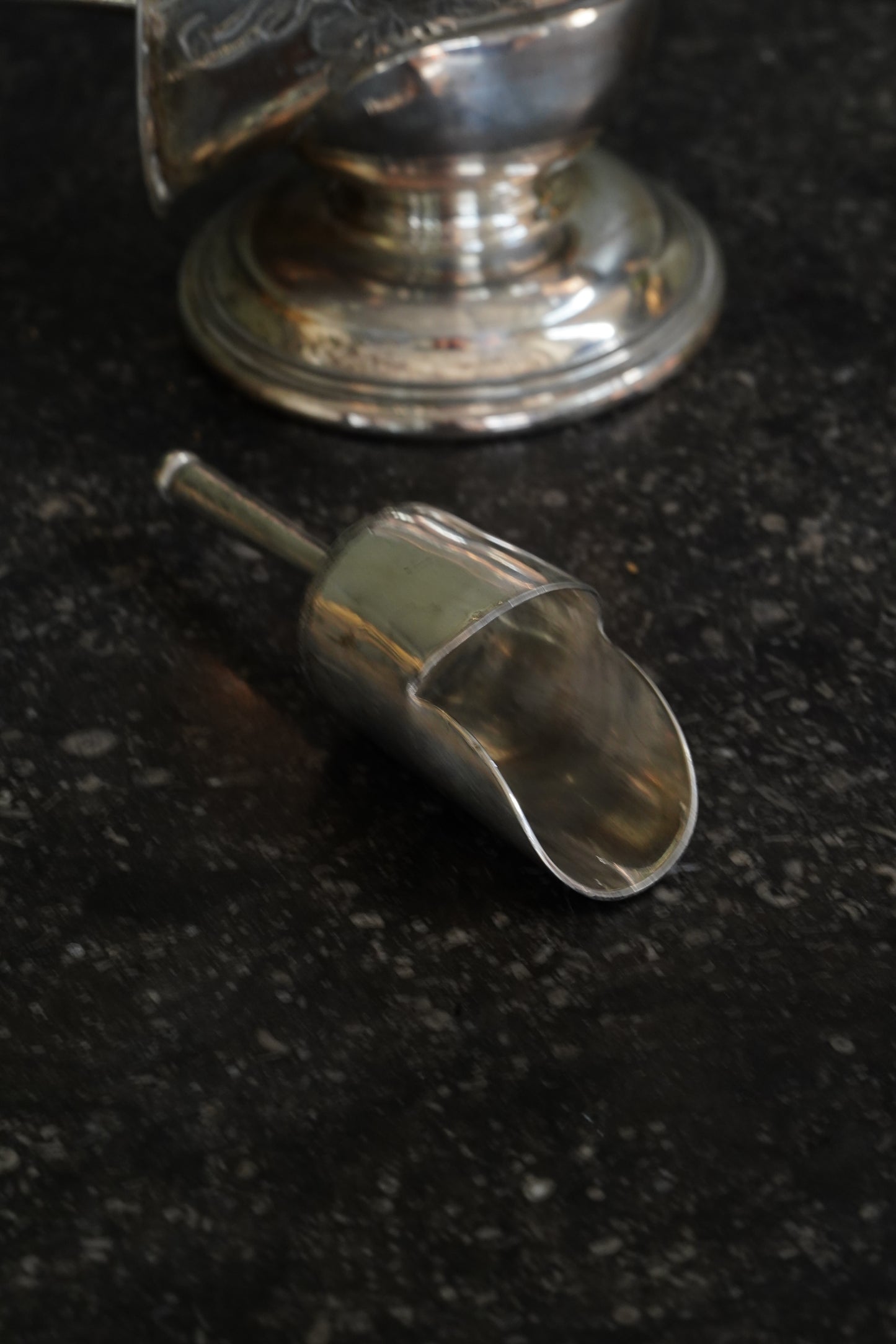 Antique Victorian Silverplate Sugar Scuttle with Scoop