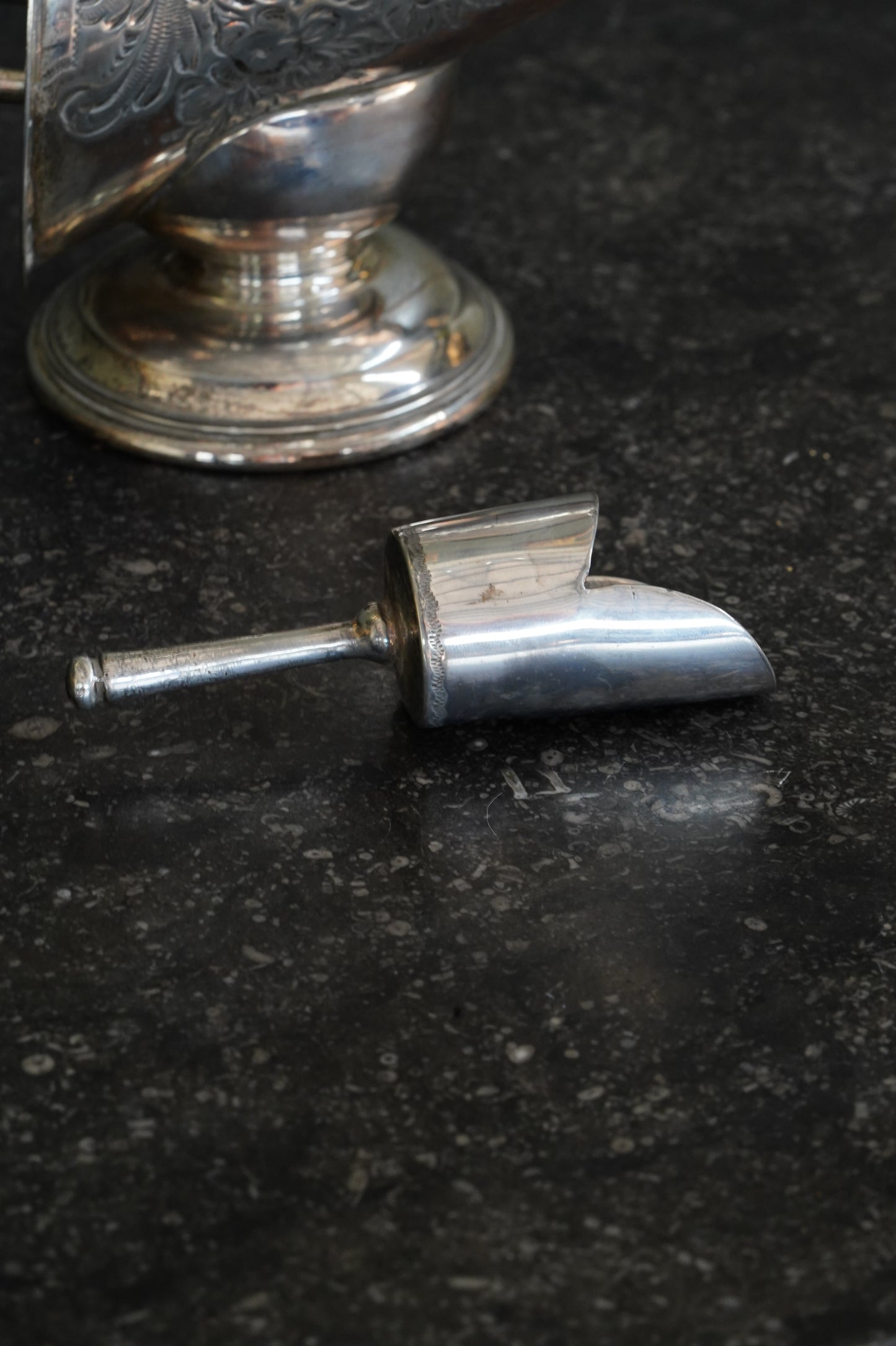 Antique Victorian Silverplate Sugar Scuttle with Scoop