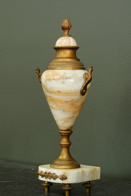 Neoclassical Alabaster and Gilt Brass Decorative Urn