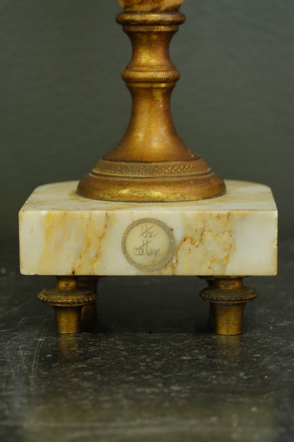 Neoclassical Alabaster and Gilt Brass Decorative Urn