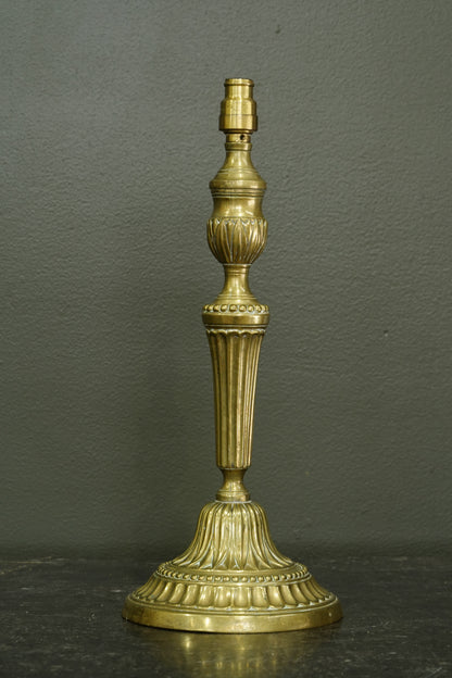 French Neoclassical Brass Candlestick Table Lamp