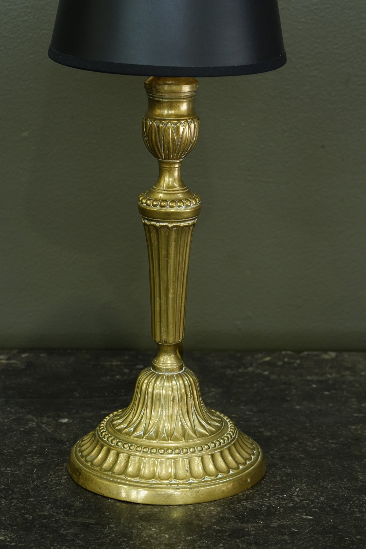 French Neoclassical Brass Candlestick Table Lamp