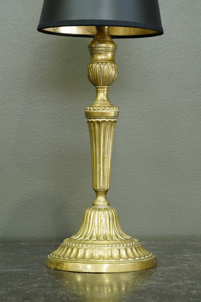 French Neoclassical Brass Candlestick Table Lamp