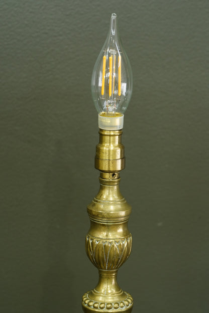 French Neoclassical Brass Candlestick Table Lamp