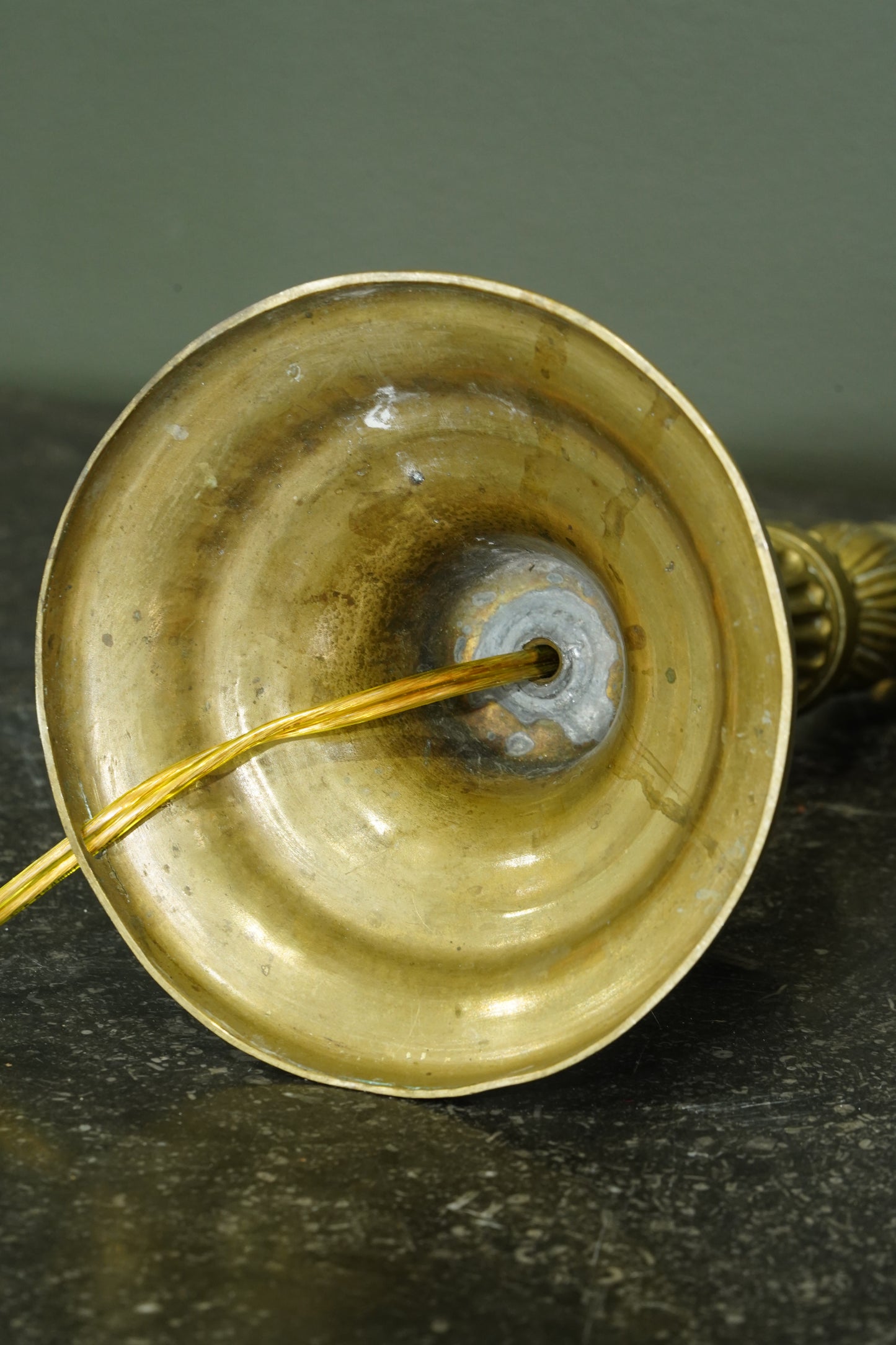 French Neoclassical Brass Candlestick Table Lamp