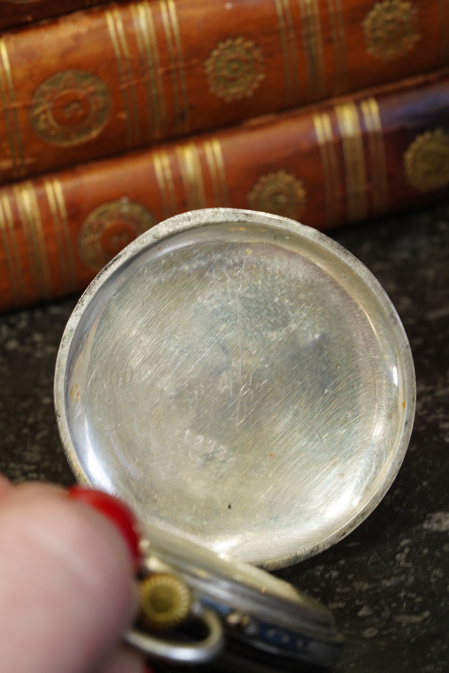 Antique Silver Pocket Watch with Horse Racing Scene, Ca. 1900
