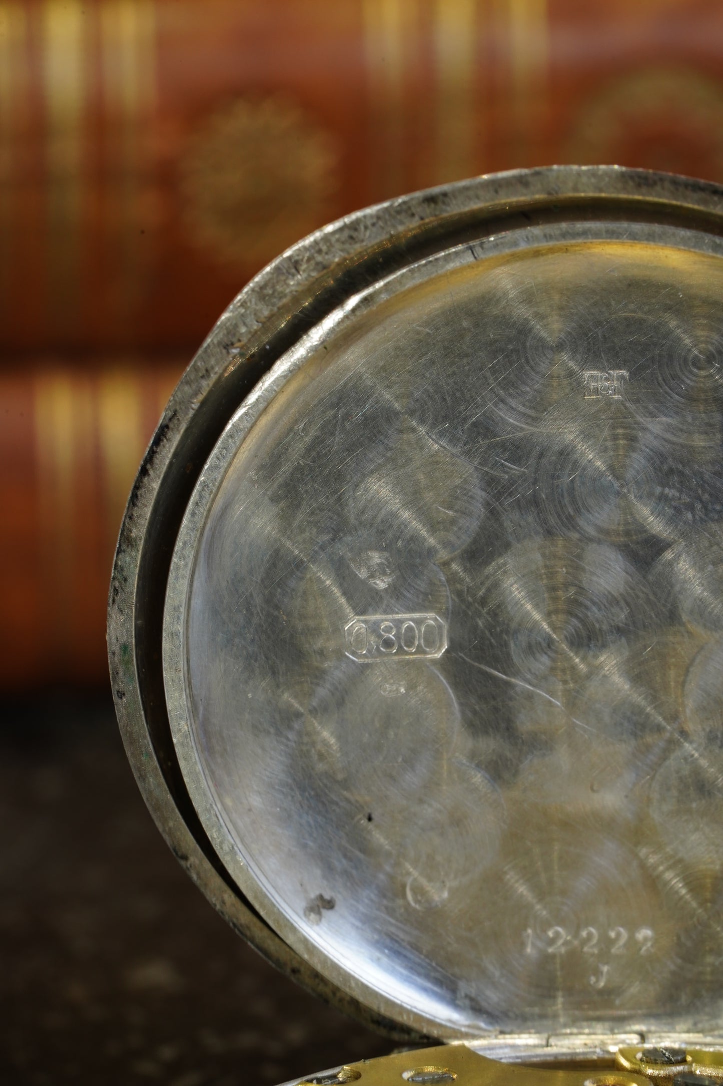 Antique Silver Pocket Watch with Horse Racing Scene, Ca. 1900