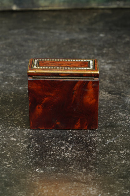 Antique Napoleon III Pocket Watch Holder Burl Wood with Mother-of-Pearl Inlay