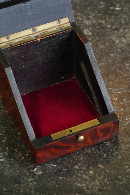 Antique Napoleon III Pocket Watch Holder Burl Wood with Mother-of-Pearl Inlay