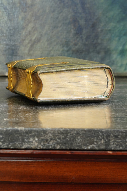 Antique Victorian Photograph Album, Green Morocco and Gilt Brass