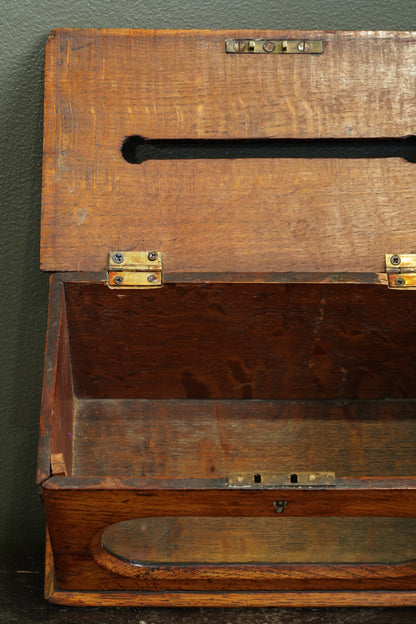 Antique English Oak Letter and Ballot Box with Window