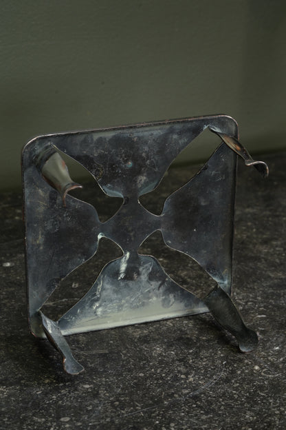 Vintage English Chrome Trivet, Pierced Pinwheel Pattern, Mid-20th Century