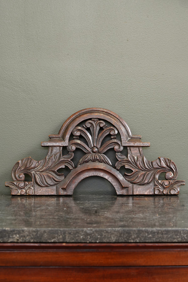 Antique English Carved Oak Pediment Crest Fragment, Circa 1880