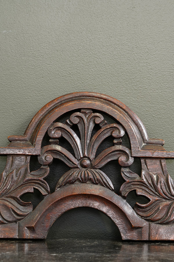 Antique English Carved Oak Pediment Crest Fragment, Circa 1880 secondary view