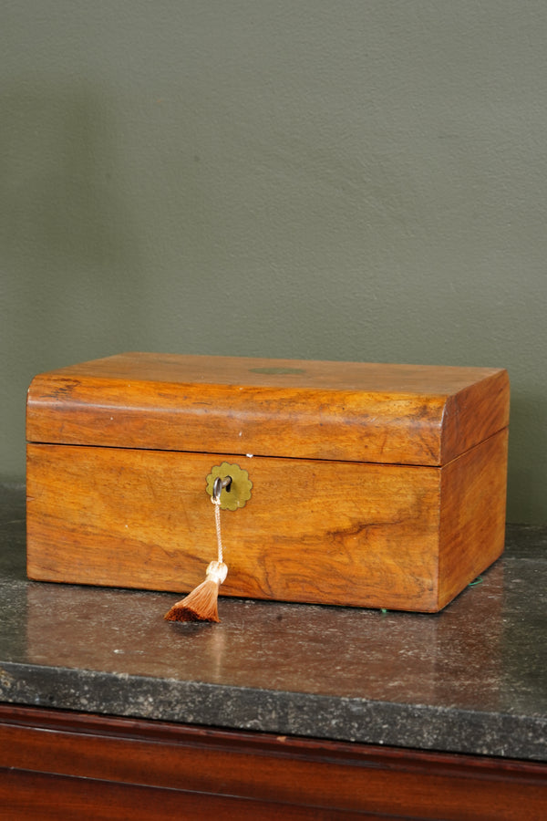 Antique Edwardian English Walnut Keepsake Box, Circa 1900