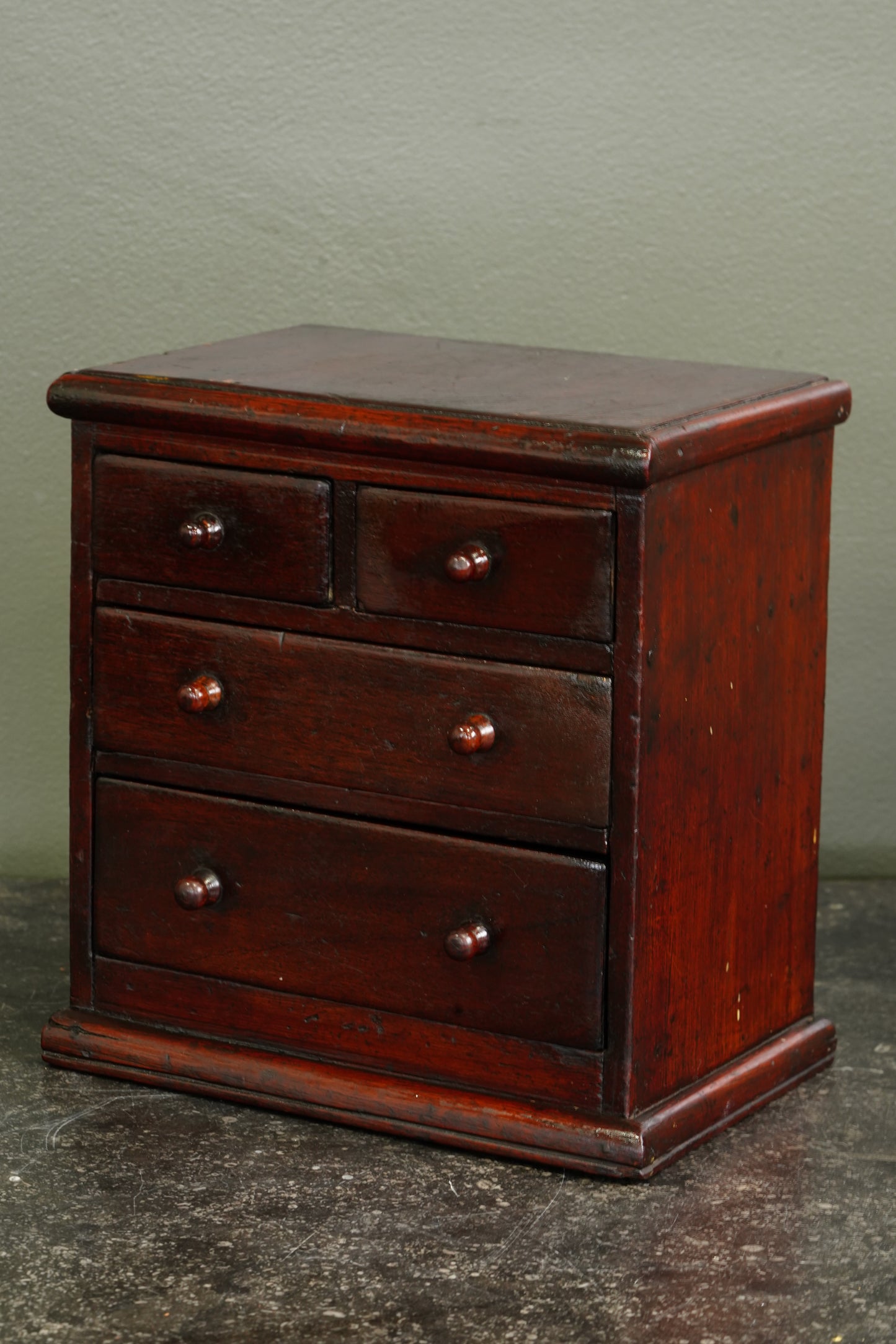 Antique English Miniature Mahogany Chest of Drawers, Ca. 1870