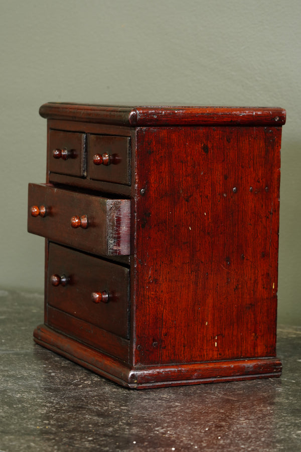 Antique English Miniature Mahogany Chest of Drawers, Ca. 1870 secondary view