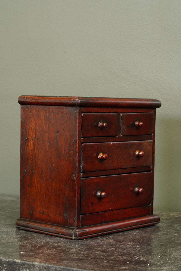 Antique English Miniature Mahogany Chest of Drawers, Ca. 1870