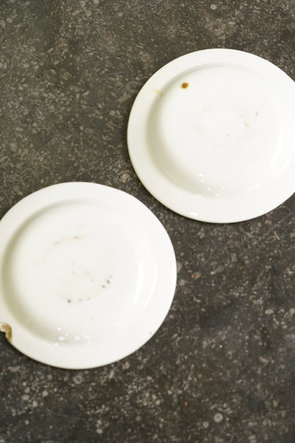 Victorian Black Transferware Butter Pats, Set of 2, Circa 1870
