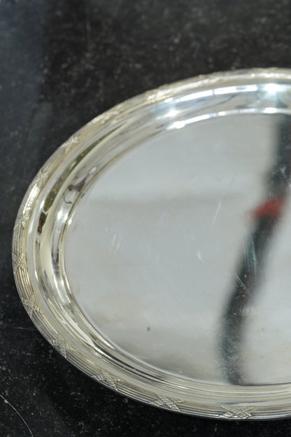 Vintage Sheffield Silver Plate Round Serving Tray