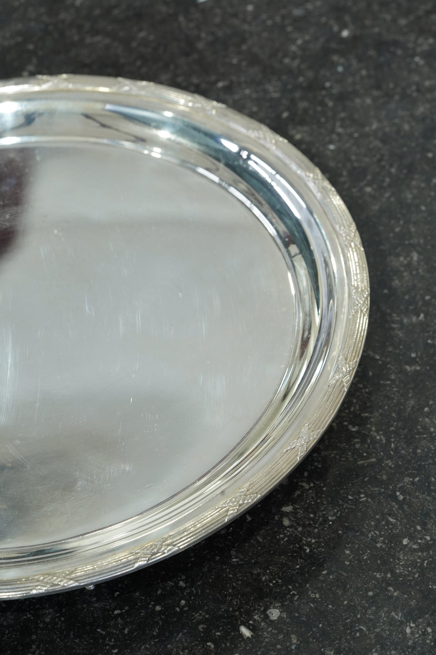 Vintage Sheffield Silver Plate Round Serving Tray