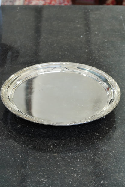 Vintage Sheffield Silver Plate Round Serving Tray