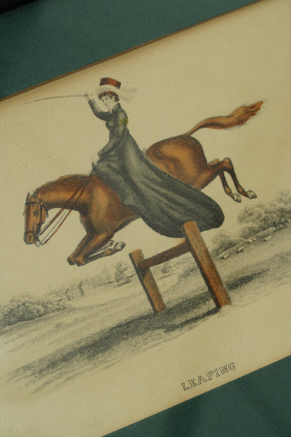 Set of Four - Antique English Equestrian Engravings, Hand-Coloured Horsemanship