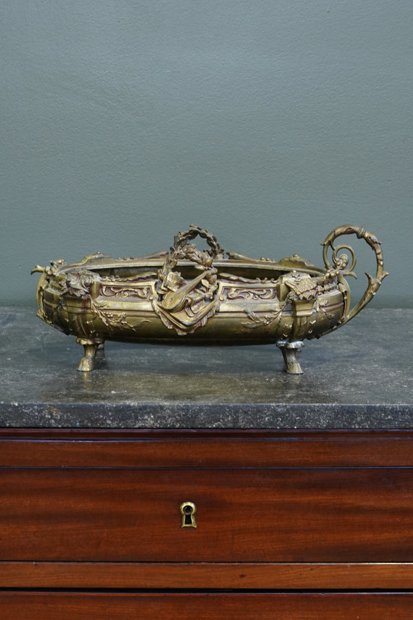 Antique French Brass Jardiniere | Centerpiece