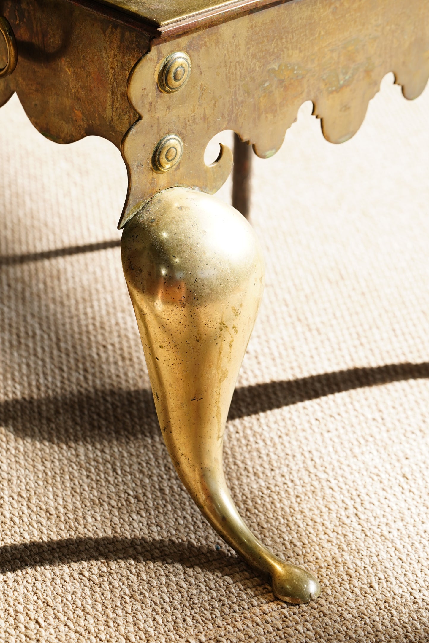 Antique English Brass Footman | Step Stool