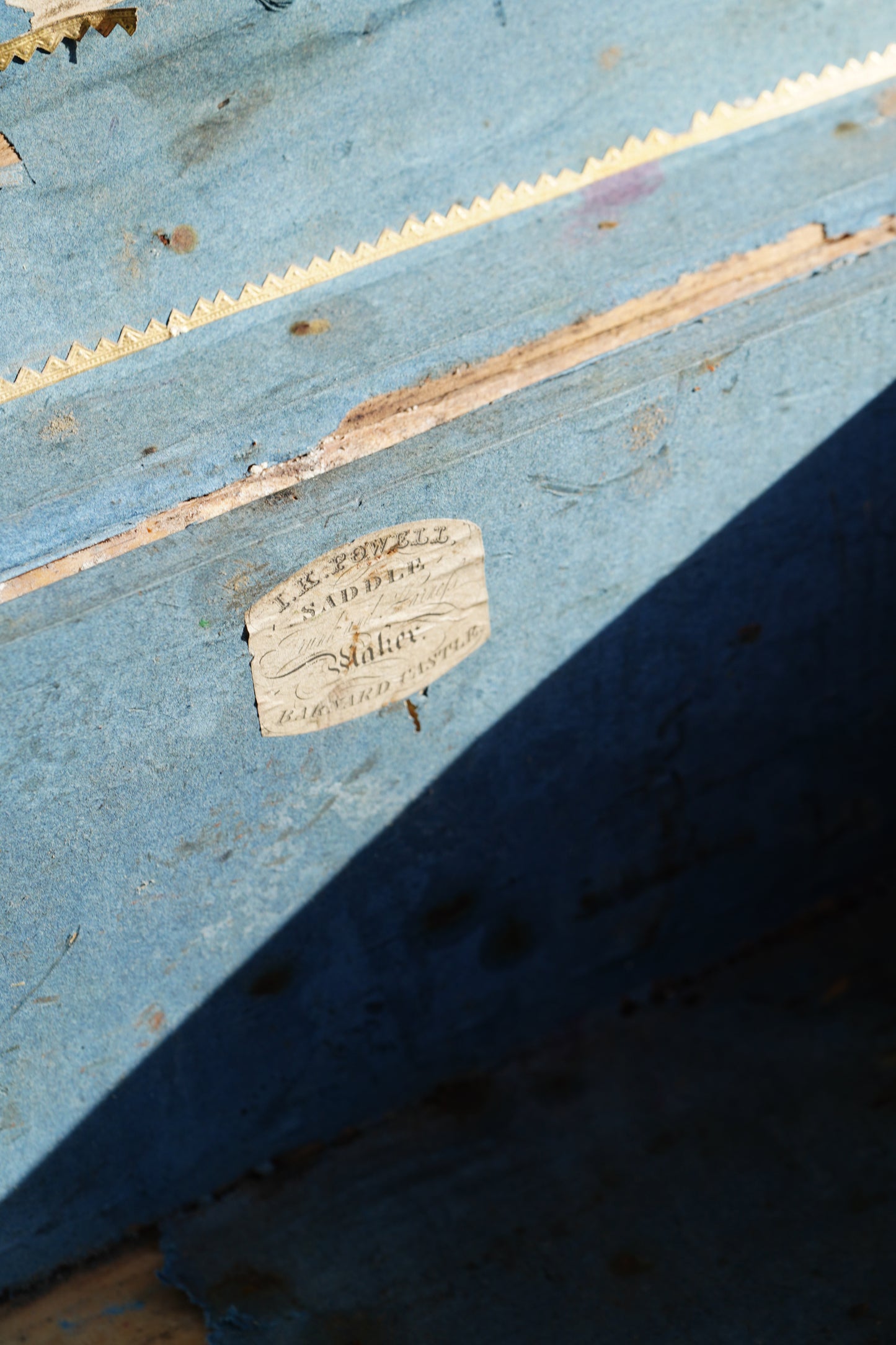 Antique English Hide Dome-Top Trunk, Barnard Castle