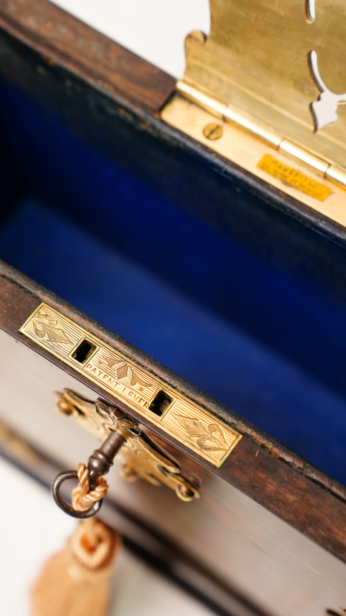 Antique Rosewood Spring Opening Stationery Box