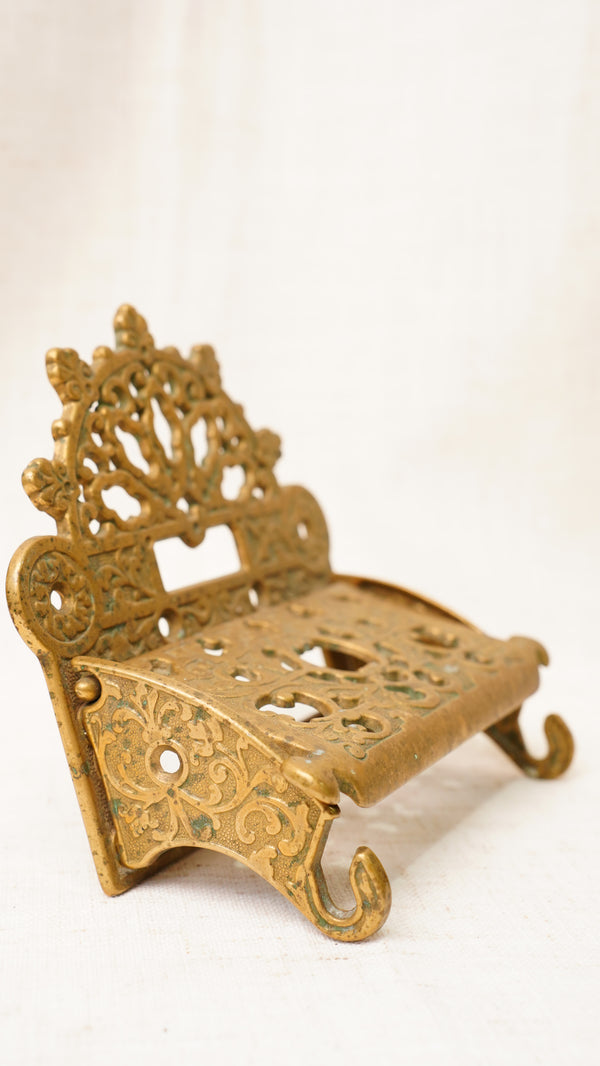 Antique English Brass Toilet Paper Holder secondary view