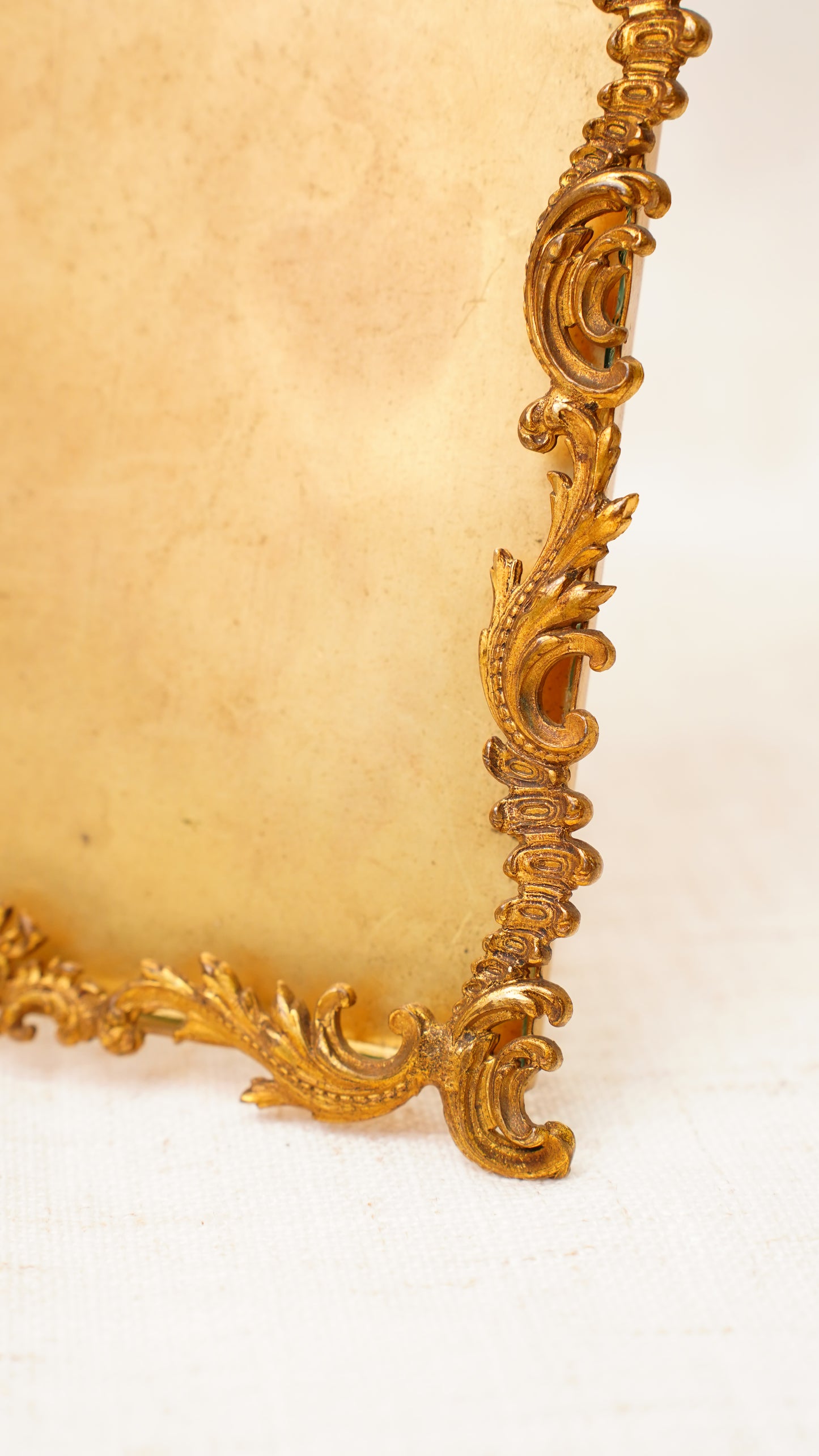 Antique English Gilt Brass Rococo Picture Frame, Ca. 1900