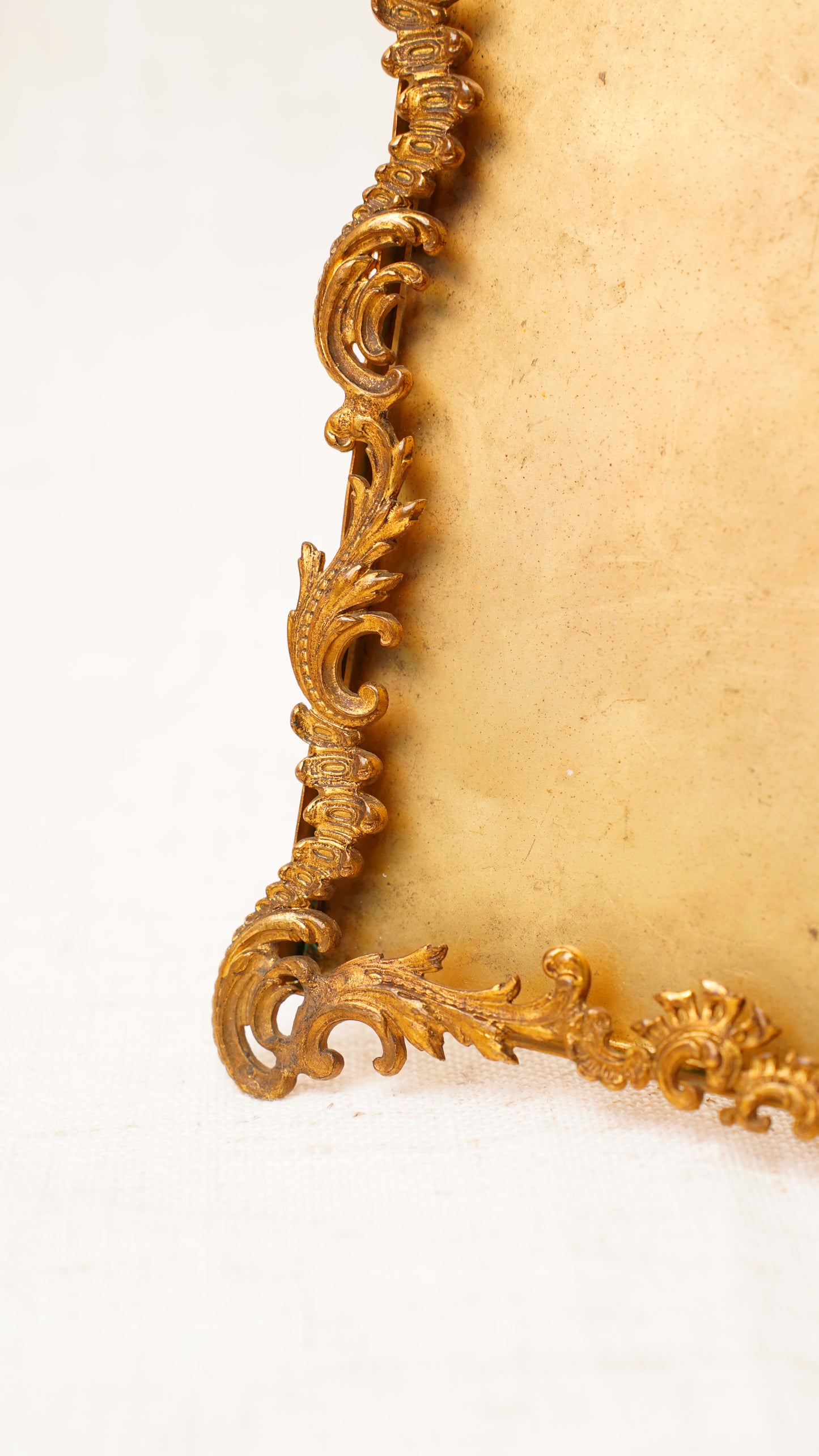 Antique English Gilt Brass Rococo Picture Frame, Ca. 1900