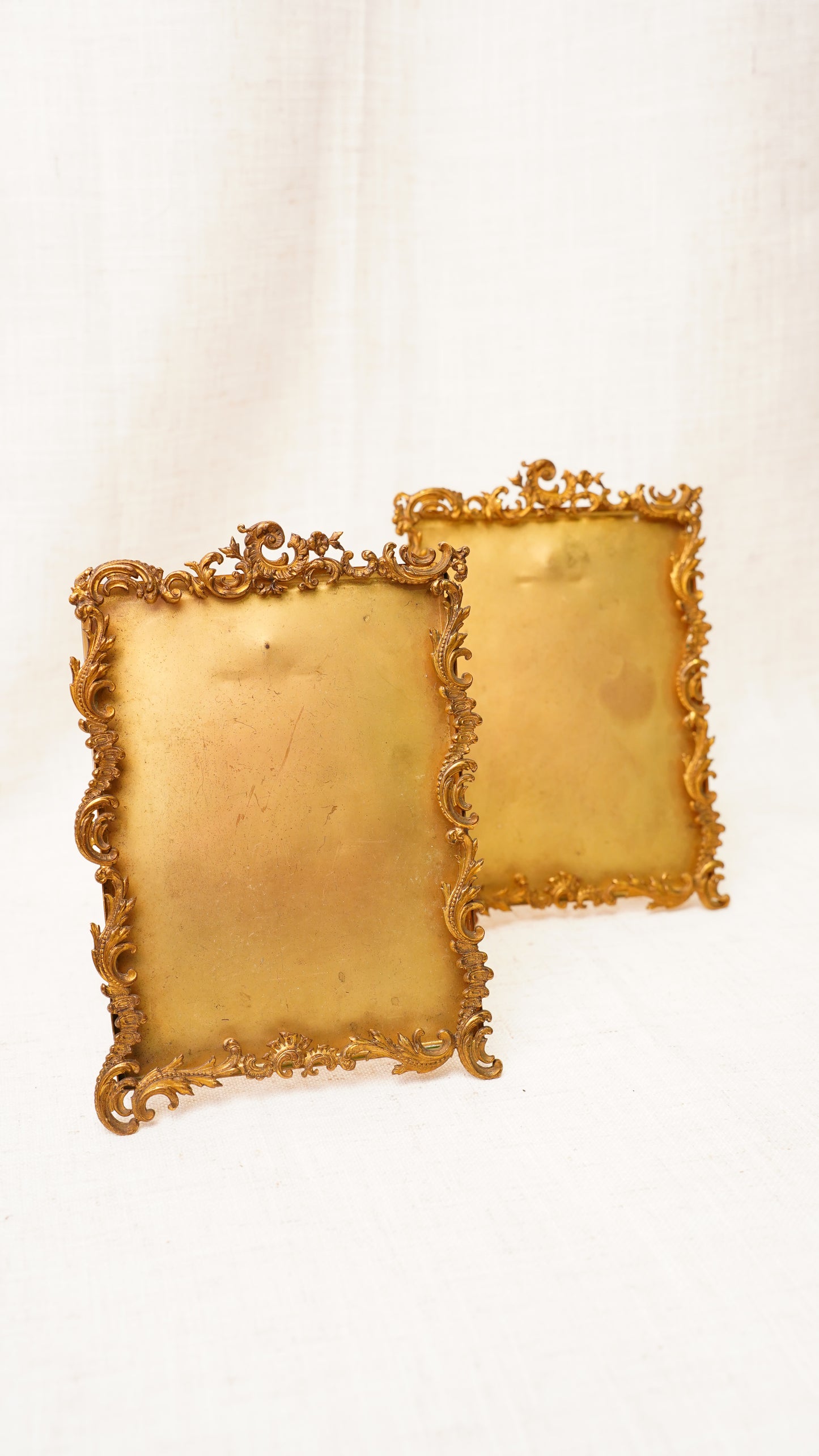 Antique English Gilt Brass Rococo Picture Frame, Ca. 1900