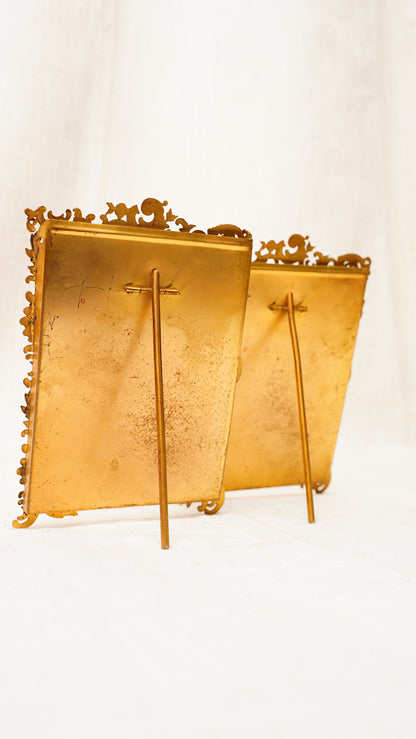 Antique English Gilt Brass Rococo Picture Frame, Ca. 1900