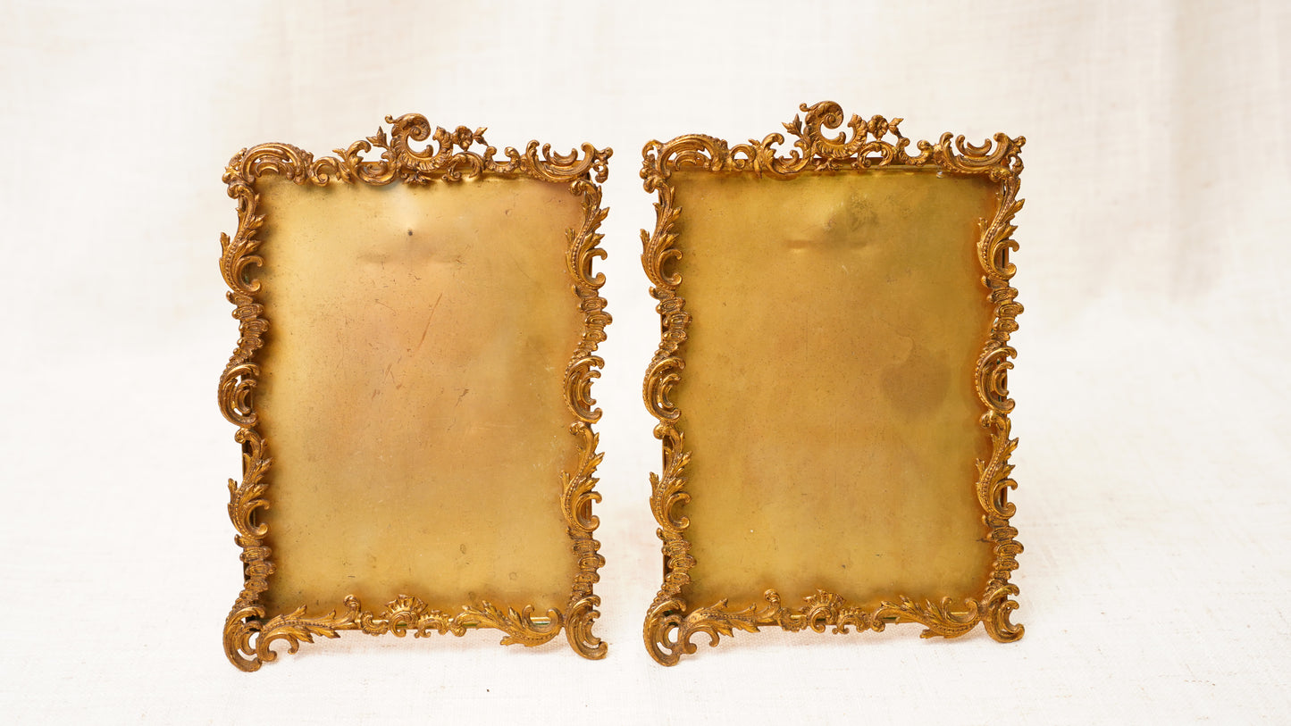 Antique English Gilt Brass Rococo Picture Frame, Ca. 1900