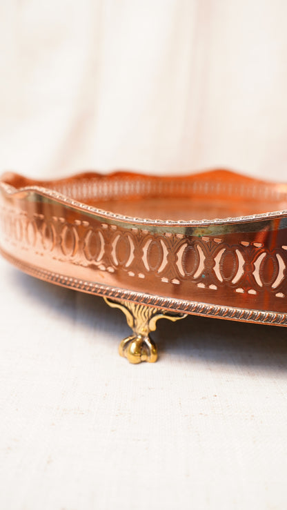 English Silverplate on Copper Footed Gallery Tray, Circa 1890