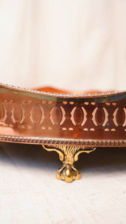 English Silverplate on Copper Footed Gallery Tray, Circa 1890