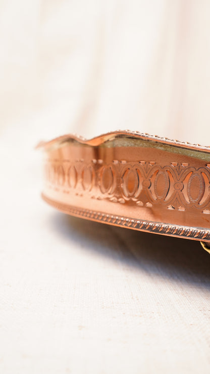 English Silverplate on Copper Footed Gallery Tray, Circa 1890