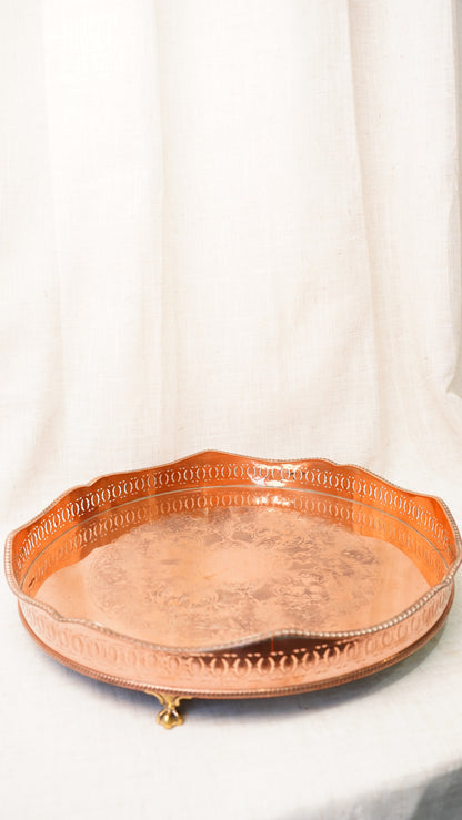 English Silverplate on Copper Footed Gallery Tray, Circa 1890