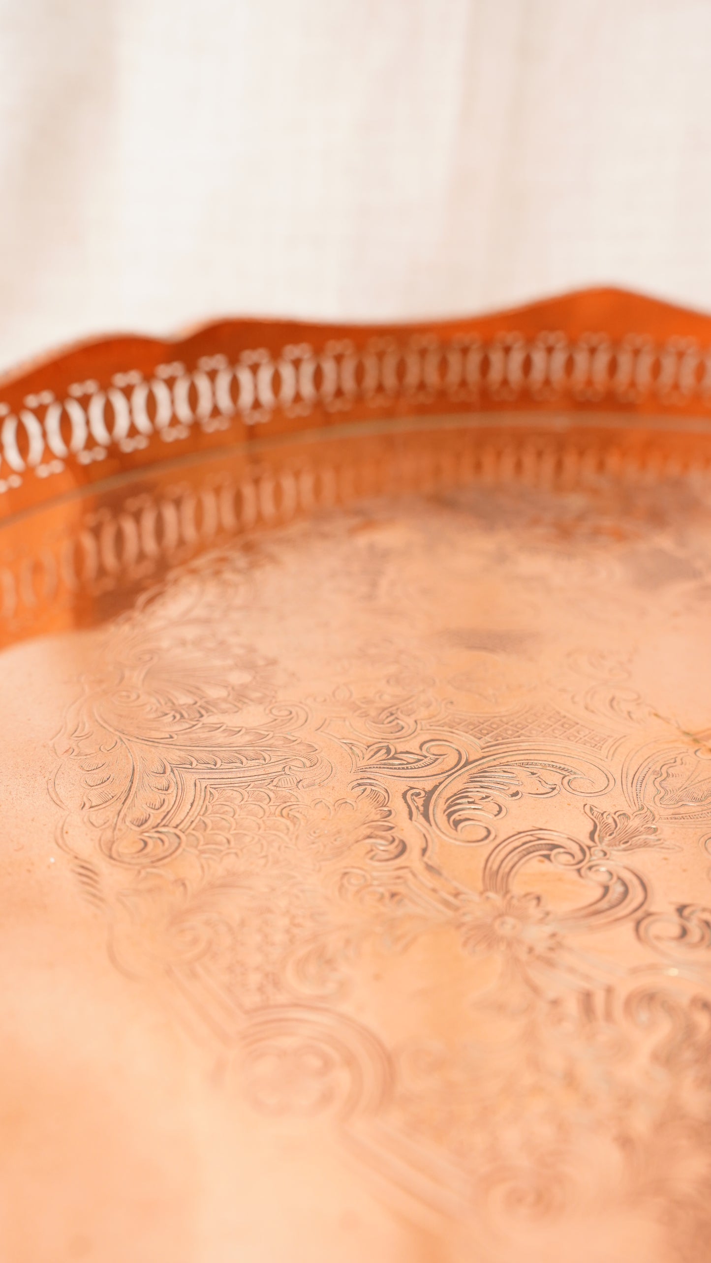 English Silverplate on Copper Footed Gallery Tray, Circa 1890