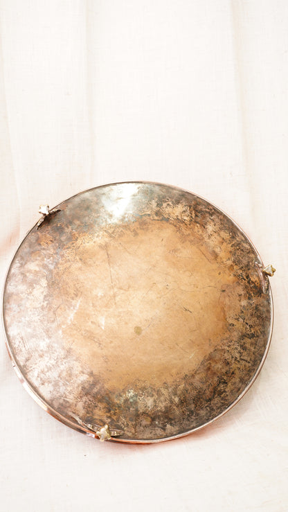 English Silverplate on Copper Footed Gallery Tray, Circa 1890